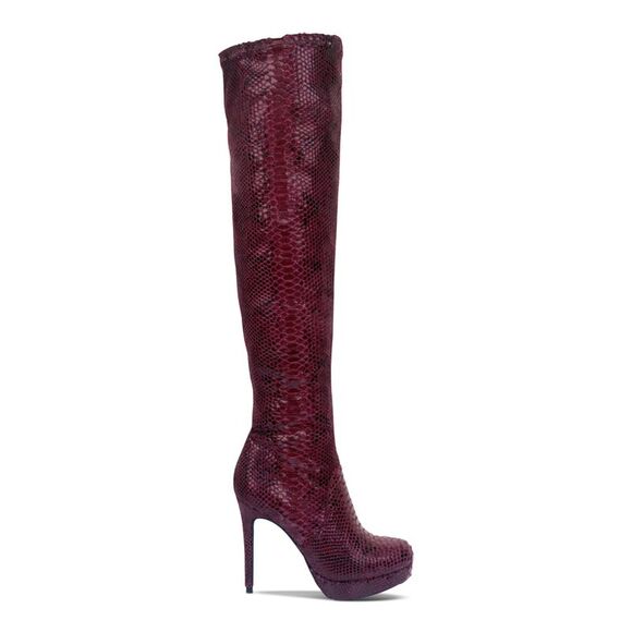 THALIA SODI Shoes - THALIA SODI Womens Purple 1" Platform Round Toe Stiletto Zip-Up Dress Boots 5